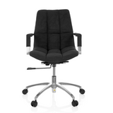 Siège de bureau à domicile SARANTO noir avec revêtement en tissu et base à cinq roulettes de hjh OFFICE – vue à 360° (vue de face 0°)