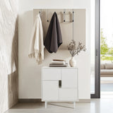 Commode blanche LYKKJA avec design de compartiments asymétriques et quatre pieds de hjh LIVING