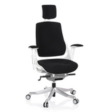 Siège de bureau de qualité professionnelle SPEKTRE noir avec appui-tête et base à cinq roulettes de hjh OFFICE – vue à 360° (vue de face 20°)