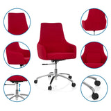 Siège de bureau à domicile rouge SHAKE 100 avec vues détaillées du rembourrage, du vérin à gaz et des doubles roulettes de hjh OFFICE