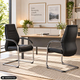 Deux chaises cantilever VITORO V noires à un bureau de hjh OFFICE (image générée par IA)