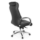 Siège pivotant XXL G 600 noir avec accoudoirs et base à cinq roulettes de hjh OFFICE – vue à 360° (vue de trois quarts arrière 120°)