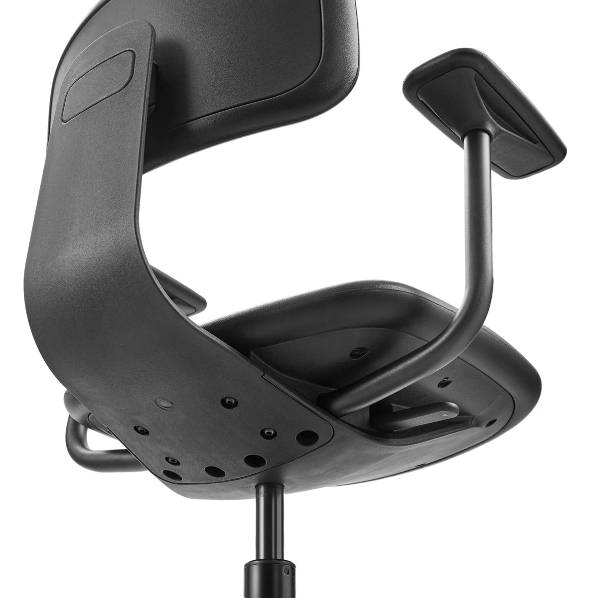 Dessous de l'assise et de l'accoudoir de la chaise de comptoir TOP WORK B1 en noir de hjh OFFICE