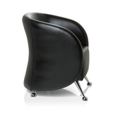 Fauteuil rembourré noir ST. LUCIA avec pieds en métal brillants de hjh OFFICE – vue à 360° (vue de profil 80°)