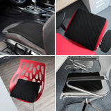 Coussin de siège noir MEDISIT I dans différentes situations d'utilisation sur des chaises et un siège de voiture de hjh OFFICE