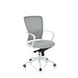 Siège de bureau à domicile ESTRIA gris avec dossier en maille et base à cinq roulettes de hjh OFFICE – vue à 360° (vue de trois quarts avant 40°)