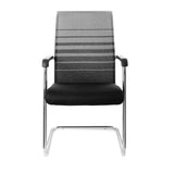 Chaise cantilever FALCONE V noir et gris avec dossier en maille, accoudoirs et piètement luge de hjh OFFICE – vue à 360° (vue de face 0°)