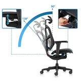 Dossier réglable du Siège de bureau de qualité professionnelle ENJOY ULTRA GEN2 avec un angle d'inclinaison de 90 à 138 degrés de hjh OFFICE