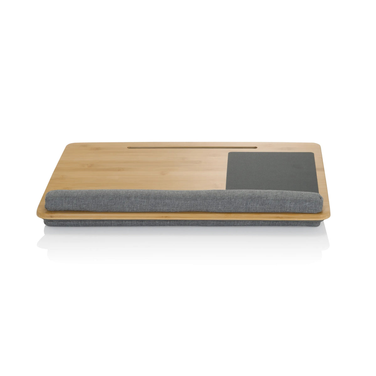 Support pour ordinateur portable COMFILAP gris en bambou avec repose-poignet intégré de hjh OFFICE – vue à 360° (vue de face 0°)