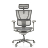 Siège de direction de luxe ERGOHUMAN SLIM ULTRA G GEN2 gris avec dossier en maille et étoile à cinq roulettes de hjh OFFICE – vue à 360° (vue de face 0°)