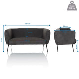 Dessin coté du canapé lounge HAYRIVER d'une largeur de 140 cm et d'une profondeur de 73 cm de hjh LIVING