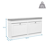 Dessin coté de l'armoire à chaussures Estha 11 de 104 × 52 cm avec une capacité de charge maximale de 150 kg de hjh LIVING