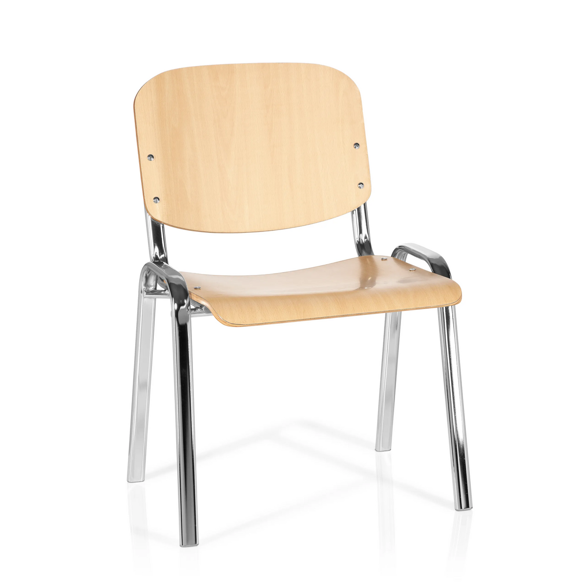 Chaise à quatre pieds XT 600 C H en hêtre avec structure en chrome de hjh OFFICE – vue à 360° (vue de face 20°)