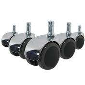 Cinq roulettes 5x ROLO LUX 11mm/50mm en noir et argent avec un boîtier en métal brillant de hjh OFFICE
