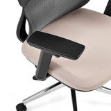 Accoudoir noir du siège de bureau de qualité professionnelle Ergomy Pro avec assise en tissu beige et dossier en maille gris foncé de hjh OFFICE