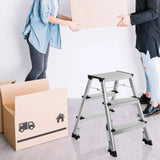 Échelle pliante SOLID IV à trois marches en aluminium avec pieds noirs de hjh OFFICE