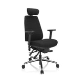 Siège de bureau de qualité professionnelle PHOENIX PRO I noir avec appui-tête et piètement à cinq roulettes de hjh OFFICE – vue à 360° (vue de trois quarts avant 40°)