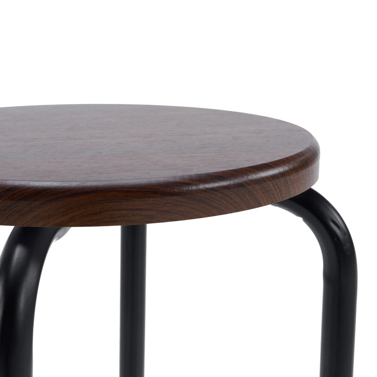Assise ronde effet noyer du Tabouret ALRANDA avec piètement noir de hjh LIVING