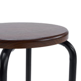Assise ronde effet noyer du Tabouret ALRANDA avec piètement noir de hjh LIVING