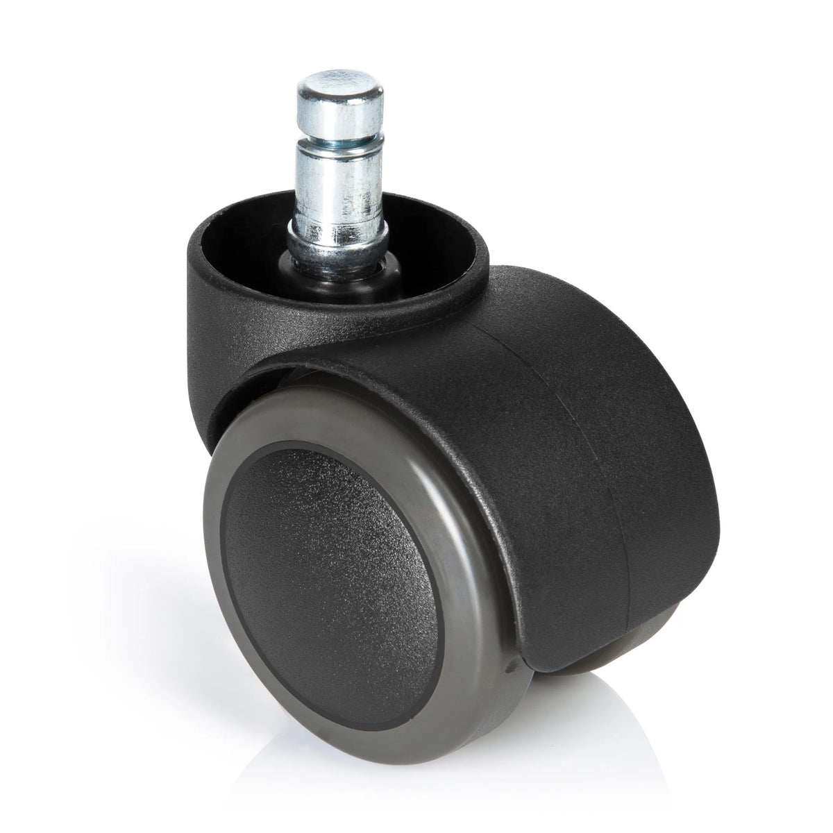 Roulettes 5x ROLO FREE 11mm/50mm noires pour sols durs avec tige en métal de hjh OFFICE – vue à 360° (vue de face 0°)