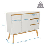 Dessin coté du Buffet TAROLO I d'une largeur de 97 cm et d'une hauteur de 80 cm de hjh LIVING
