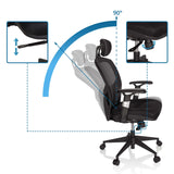 Dossier réglable avec angle de 90° du Siège de bureau haut de gamme VENUS BASE en noir de hjh OFFICE