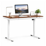 Bureau réglable en hauteur électriquement Worktime Plus en noyer et blanc avec piétement blanc de hjh OFFICE