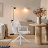 Chaise de salle à manger Tavaro beige avec piètement étoile blanc de hjh LIVING (image générée par IA)