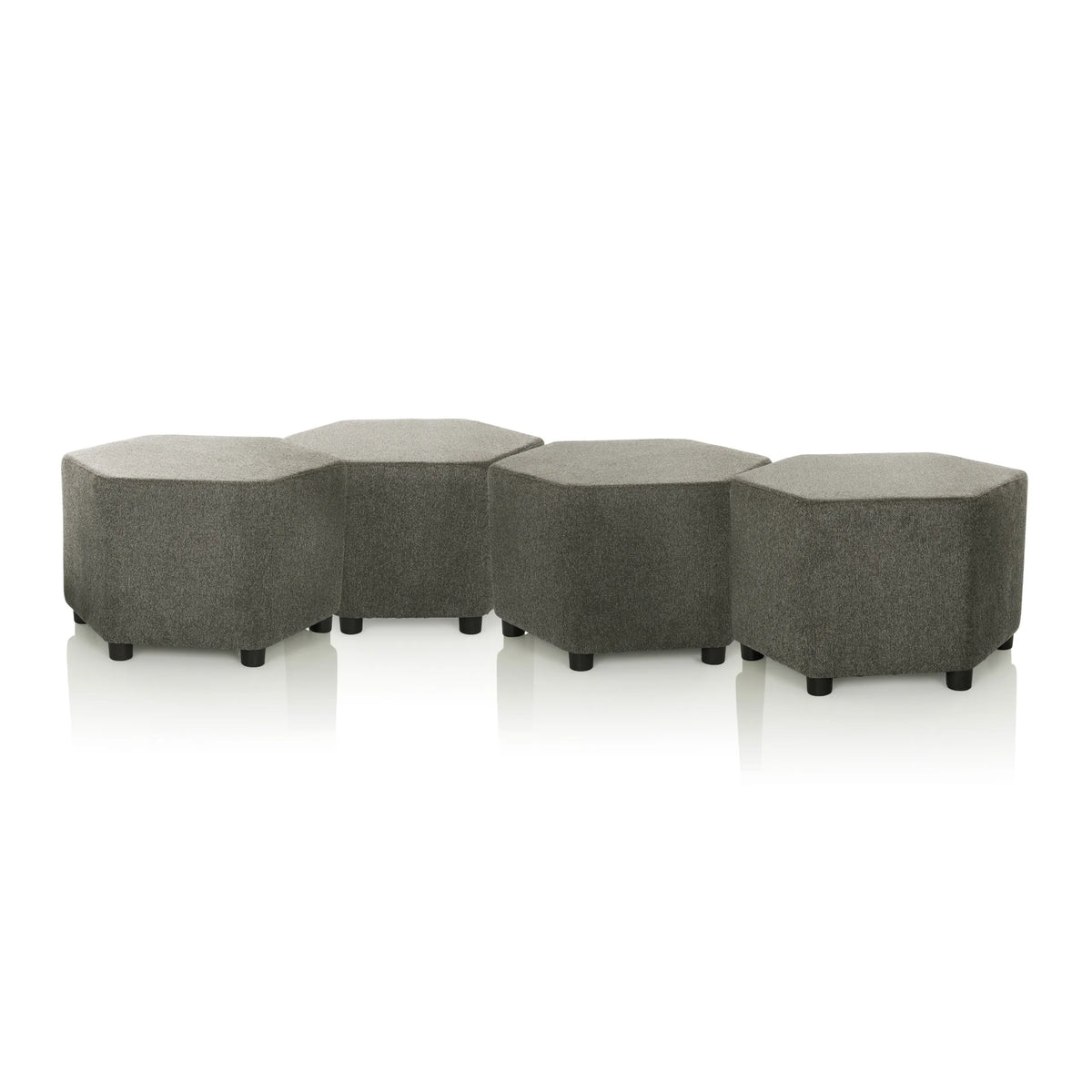 Quatre tabourets rembourrés BAREO gris de forme hexagonale avec pieds noirs de hjh OFFICE
