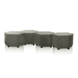 Quatre tabourets rembourrés BAREO gris de forme hexagonale avec pieds noirs de hjh OFFICE
