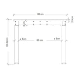 Maßzeichnung des Schreibtisches YAMA 16 S mit einer Breite von 80 cm und Höhe von 68-82 cm von hjh OFFICE PRO