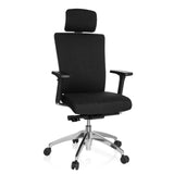 Siège de bureau de qualité professionnelle ASTRA LUX noir avec appuie-tête, accoudoirs et base à cinq roulettes de hjh OFFICE – vue à 360° (vue de face 20°)