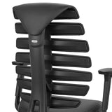 Arrière du dossier en cuir noir de la chaise de comptoir ERGO LINE II WORK avec surpiqûres horizontales de hjh OFFICE