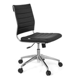 Siège de bureau de qualité professionnelle TRISHA noir avec rembourrage capitonné et piètement à cinq roulettes de hjh OFFICE – vue à 360° (vue de trois quarts avant 60°)