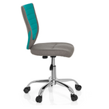 Chaise pivotante pour des enfants KIDDY COMFORT gris turquoise avec pied en étoile et cinq roulettes de hjh OFFICE – vue à 360° (vue de profil 80°)