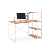 Bureau Easy Up3 en blanc et chêne avec étagère intégrée et trois surfaces de rangement de hjh LIVING