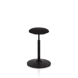 Siège assis-debout BALANCE SIT noir avec coussin d'assise rond et pied circulaire de hjh OFFICE – vue à 360° (vue de trois quarts avant 60°)