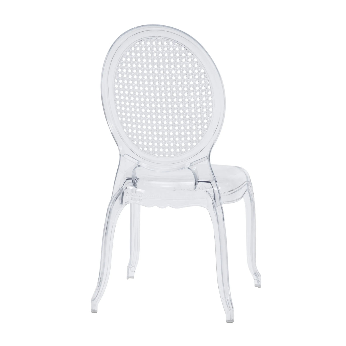 Chaise à quatre pieds transparente CRISTALIO avec dossier ovale en plastique transparent de hjh LIVING