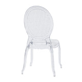 Chaise à quatre pieds transparente CRISTALIO avec dossier ovale en plastique transparent de hjh LIVING