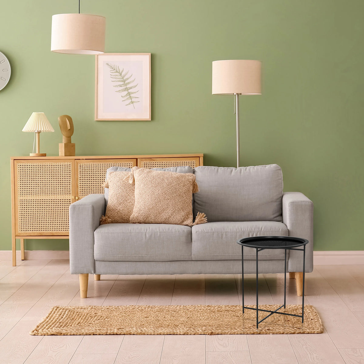 Table d'appoint ALLRUND noire en métal avec plateau et piètement ronds de hjh LIVING
