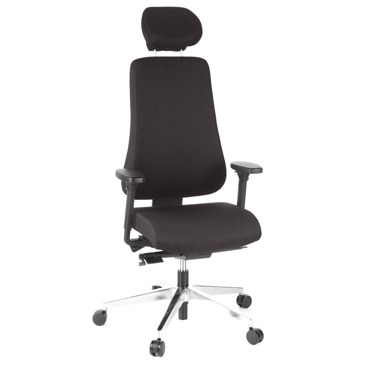 Siège de bureau de qualité professionnelle PRO-TEC 400 noir avec appui-tête, accoudoirs et base à roulettes de hjh OFFICE – vue à 360° (vue de face 20°)