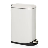 Poubelle CLEAN SLIM blanche avec pédale et couvercle arrondi de hjh OFFICE – vue à 360° (vue de trois quarts avant 60°)