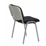 Chaise à quatre pieds XT 600 S noire avec structure argentée de hjh OFFICE – vue à 360° (vue de trois quarts arrière 120°)