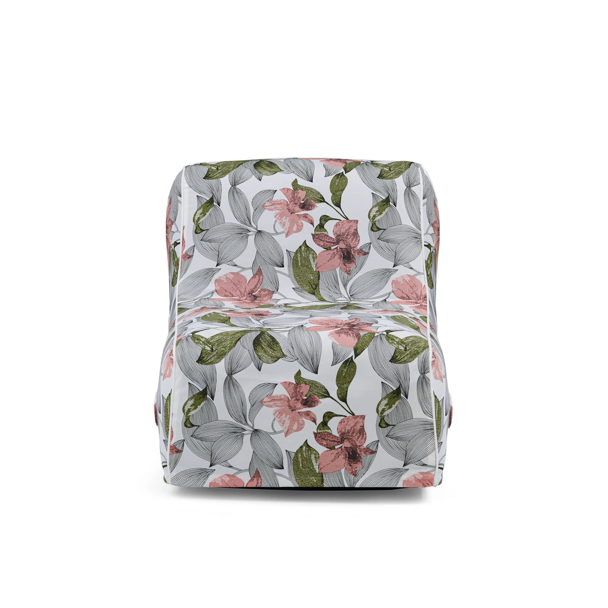 Canapé Gonflable Sitzolo Air blanc avec motif floral gris et rose de hjh LIVING – vue à 360° (vue de face 0°)
