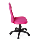 Chaise pivotante pour des enfants KIDDY BASE rose avec dossier en maille et base noire à cinq roulettes de hjh OFFICE – vue à 360° (vue de profil 100°)