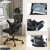 Siège de bureau de qualité professionnelle MC102C-M101 en noir avec accoudoirs réglables et dossier en maille de Sihoo (image générée par IA)