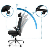 Dossier réglable avec des angles d'inclinaison de 95°, 100° et 105° du Siège de bureau de qualité professionnelle BRACIO de hjh OFFICE