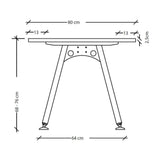 Maßzeichnung des Schreibtischs ATOS 8 S mit einer Breite von 80 cm und Höhe von 68-76 cm von hjh OFFICE PRO