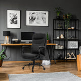 Siège pivotant RELAX XXL B noir en similicuir avec accoudoirs et roulettes de hjh OFFICE