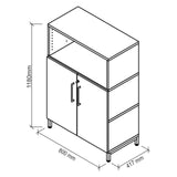 Dessin technique de l'armoire FlexWall de 1180 × 800 mm de hjh OFFICE PRO